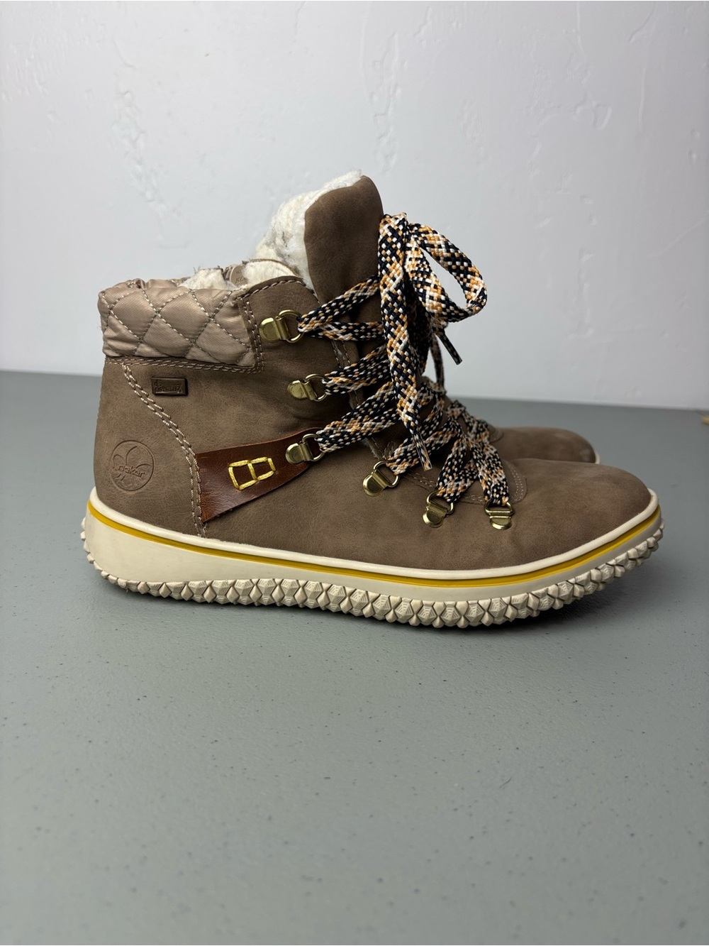Rieker Women's TEX Waterproof Mid Height Boots 39/ 8 US Lace Up Zip Closure